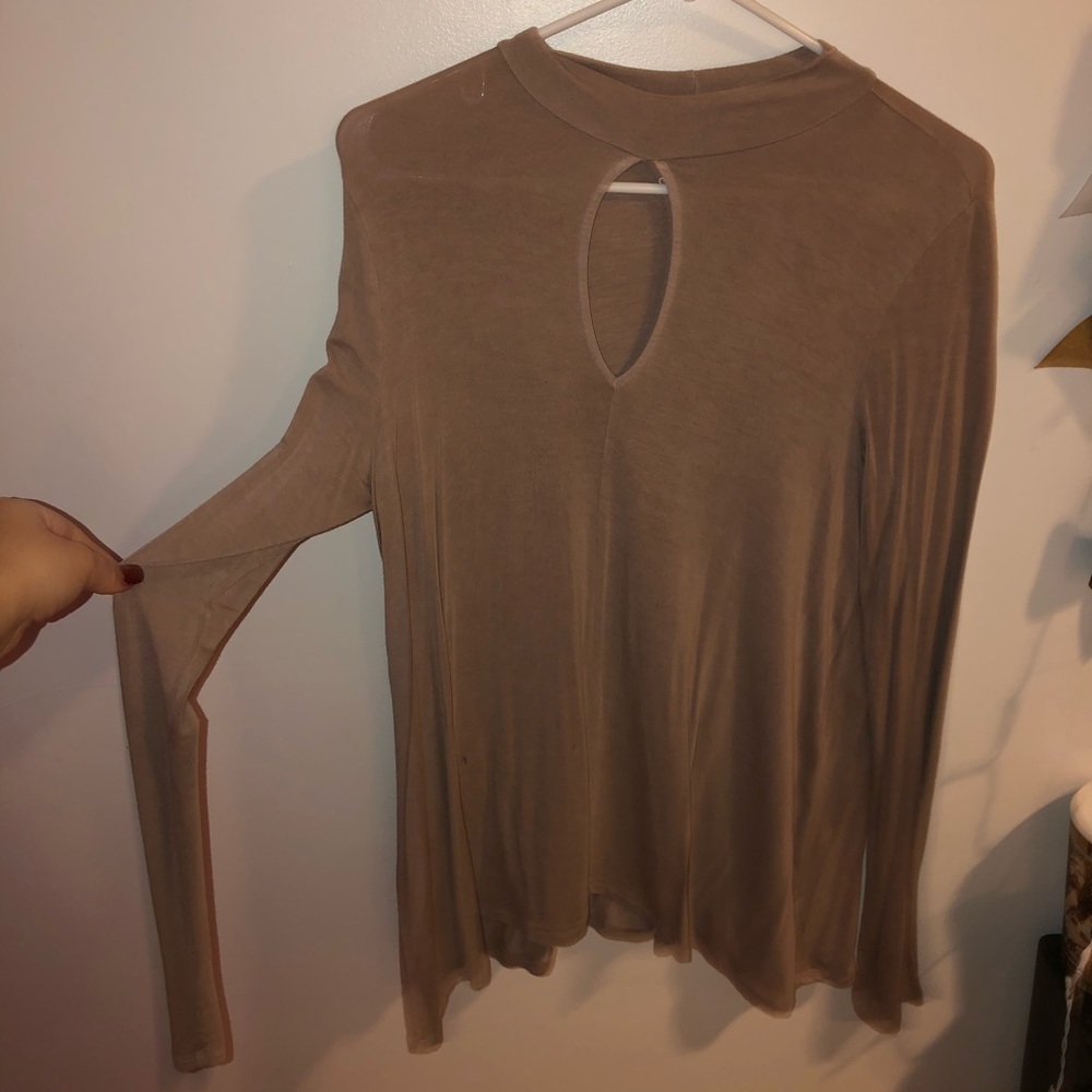 tan blouse